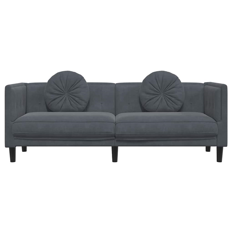 Bowery Hill Contemporary Sofa in Dark Grey Finish Polyester Velvet