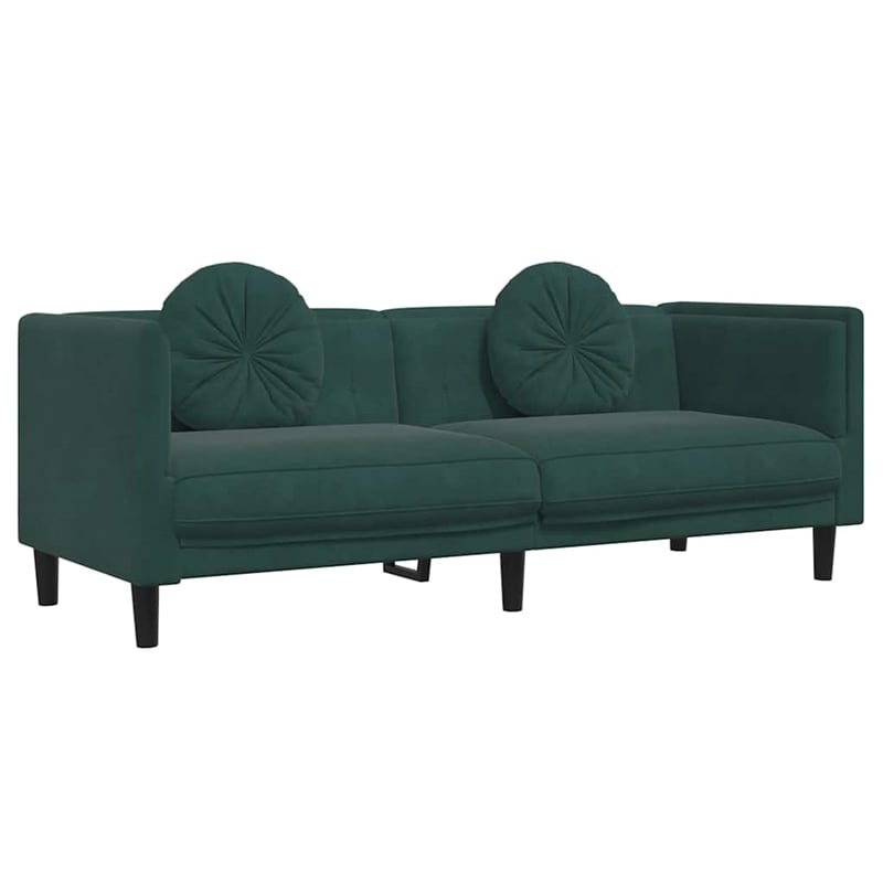 Bowery Hill Contemporary Sofa in Dark Green Polyester Velvet