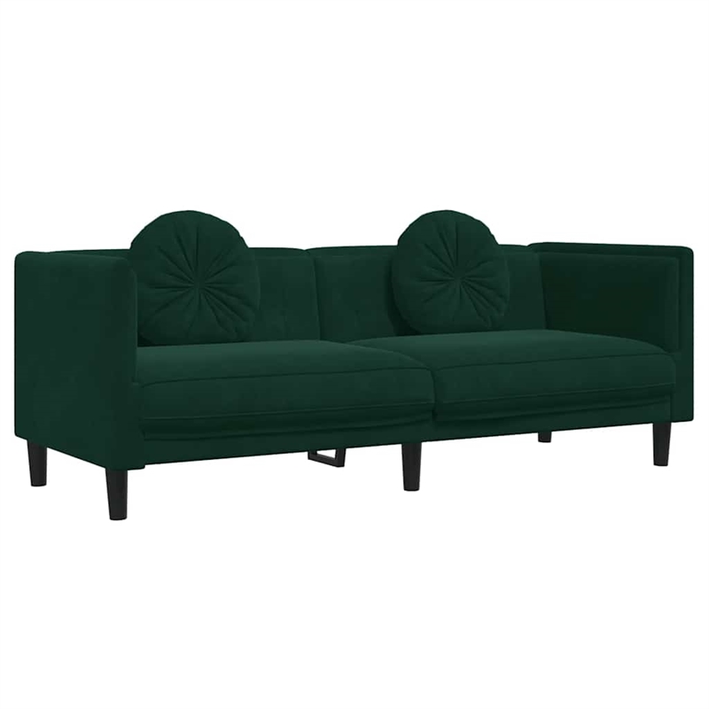 Bowery Hill Contemporary Sofa in Dark Green Polyester Velvet