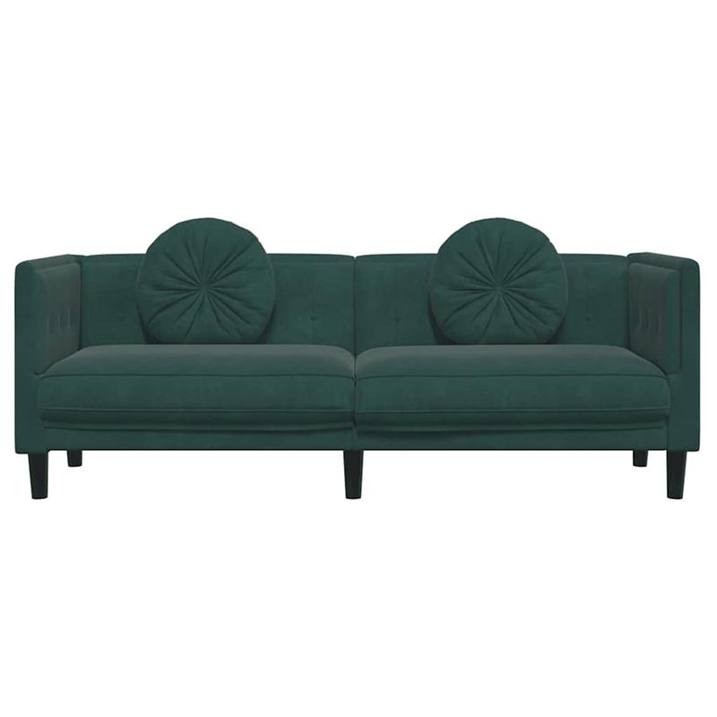 Bowery Hill Contemporary Sofa in Dark Green Polyester Velvet