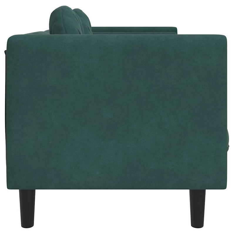 Bowery Hill Contemporary Sofa in Dark Green Polyester Velvet