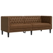 Bowery Hill Contemporary Polyester Chesterfield Sofa in Brown