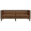 Bowery Hill Contemporary Polyester Chesterfield Sofa in Brown
