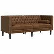 Bowery Hill Contemporary Polyester Chesterfield Sofa in Brown