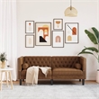 Bowery Hill Contemporary Polyester Chesterfield Sofa in Brown