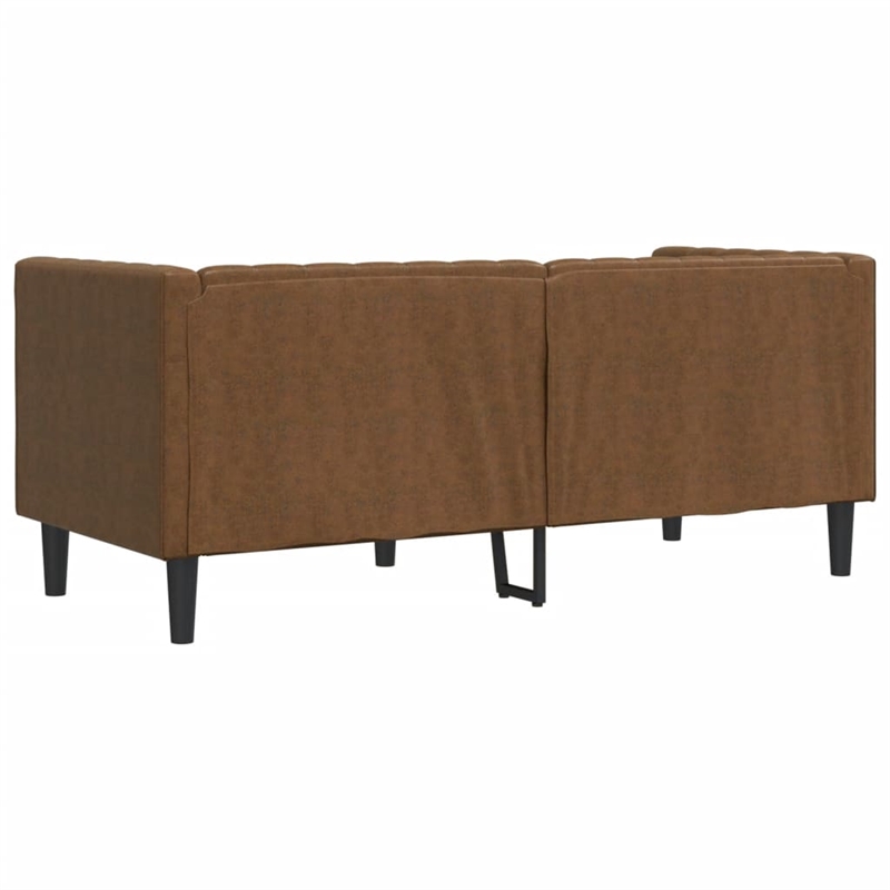 Bowery Hill Contemporary Polyester Chesterfield Sofa in Brown