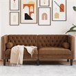 Bowery Hill Contemporary Polyester Chesterfield Sofa in Brown
