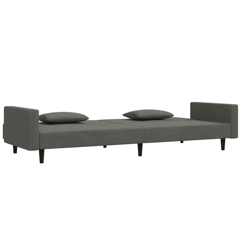 Bowery Hill Contemporary 2-Seater Sofa Bed in Dark Gray Polyester Velvet
