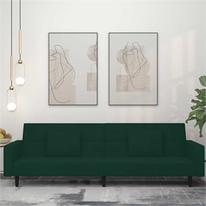 Bowery Hill 2-Seater Sofa Bed in Dark Green Polyester Velvet