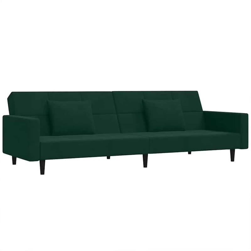 Bowery Hill 2-Seater Sofa Bed in Dark Green Polyester Velvet