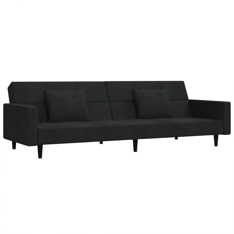 Bowery Hill Contemporary 2-Seater Sofa Bed in Black Finish Velvet