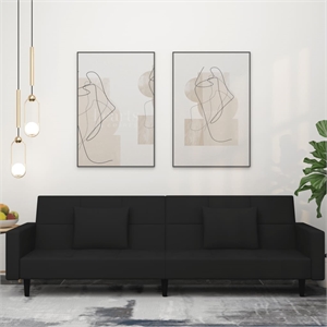 Bowery Hill Contemporary 2-Seater Sofa Bed in Black Finish Velvet