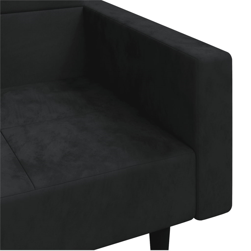 Bowery Hill Contemporary 2-Seater Sofa Bed in Black Finish Velvet