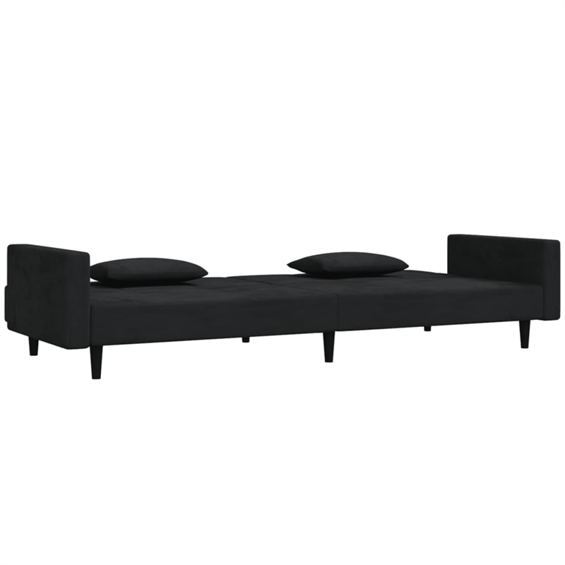 Bowery Hill Contemporary 2-Seater Sofa Bed in Black Finish Velvet