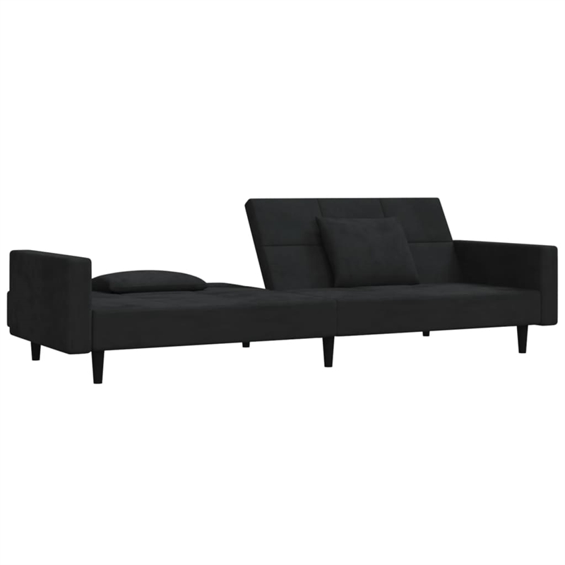 Bowery Hill Contemporary 2-Seater Sofa Bed in Black Finish Velvet