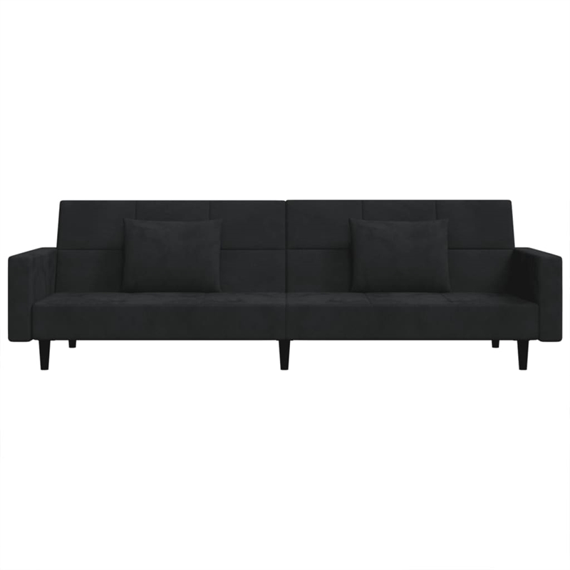Bowery Hill Contemporary 2-Seater Sofa Bed in Black Finish Velvet