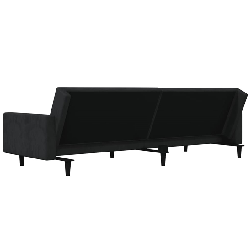 Bowery Hill Contemporary 2-Seater Sofa Bed in Black Finish Velvet