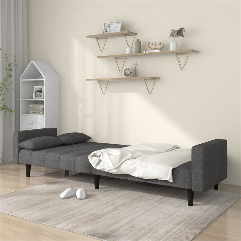 Bowery Hill Contemporary Sofa Bed in Dark Gray Finish Fabric