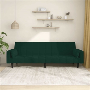 Bowery Hill Contemporary 2-Seater Sofa Bed in Dark Green Velvet