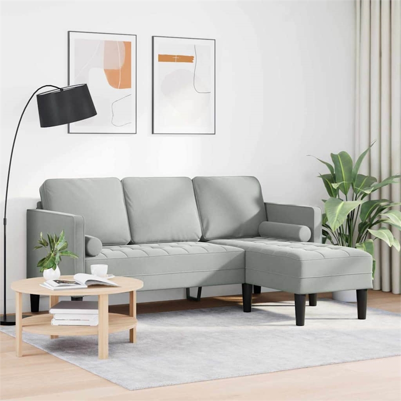 Bowery Hill Contemporary Velvet Sofa Set in Light Gray Finish