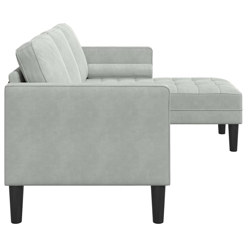 Bowery Hill Contemporary Velvet Sofa Set in Light Gray Finish