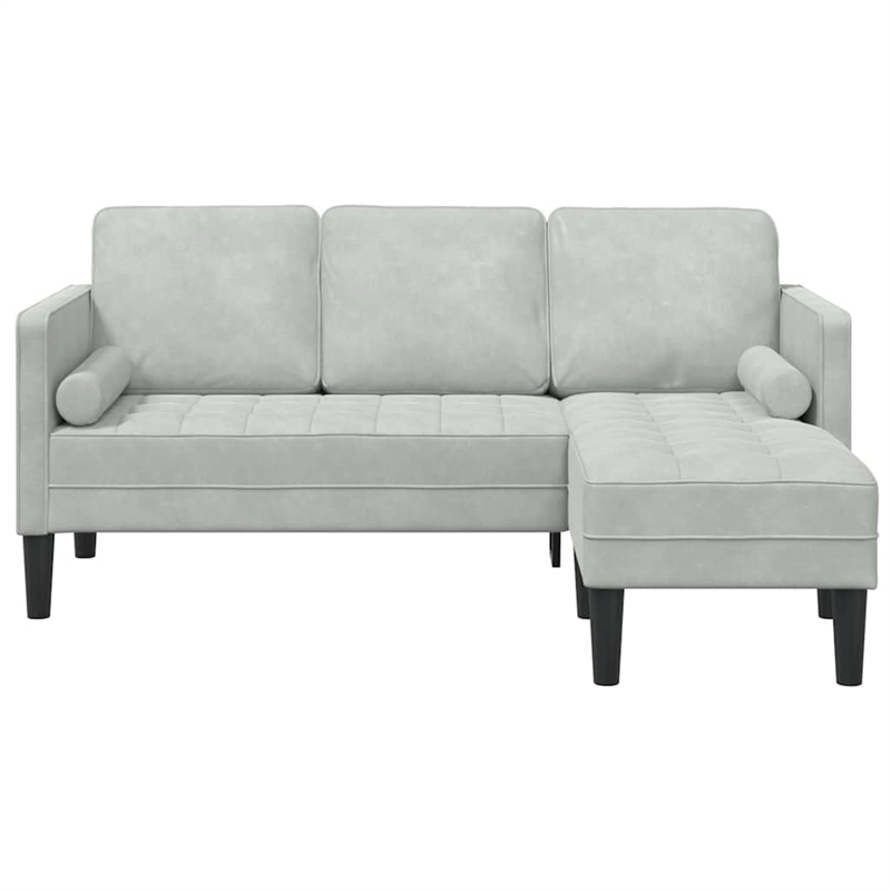 Bowery Hill Contemporary Velvet Sofa Set in Light Gray Finish