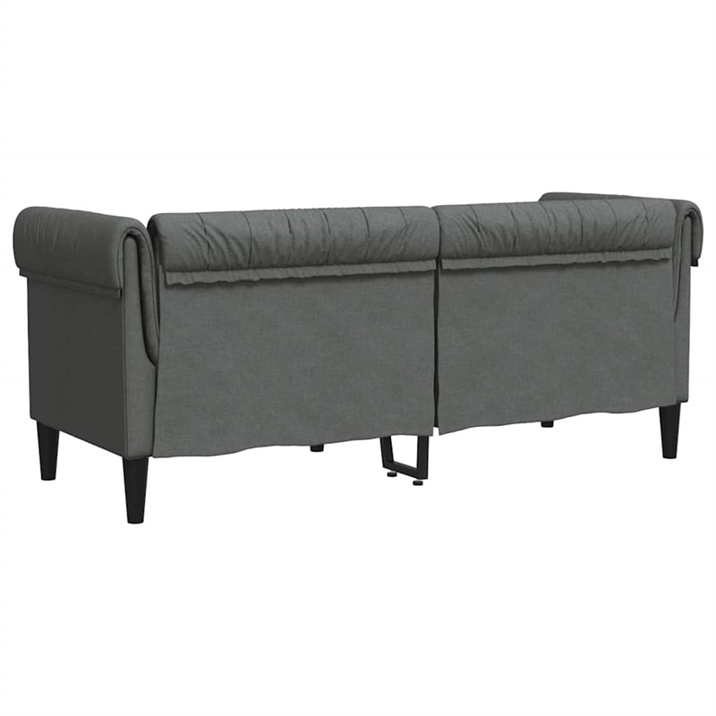 Bowery Hill Contemporary Chesterfield Sofa in Dark Grey Polyester