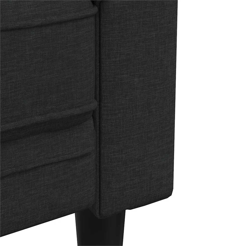 Bowery Hill Contemporary Polyester Chesterfield Sofa in Black