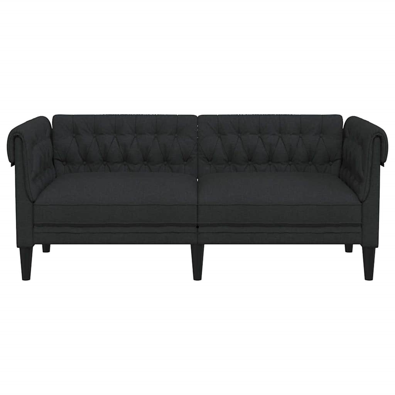 Bowery Hill Contemporary Polyester Chesterfield Sofa in Black