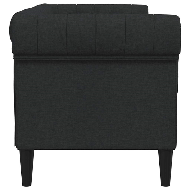 Bowery Hill Contemporary Polyester Chesterfield Sofa in Black