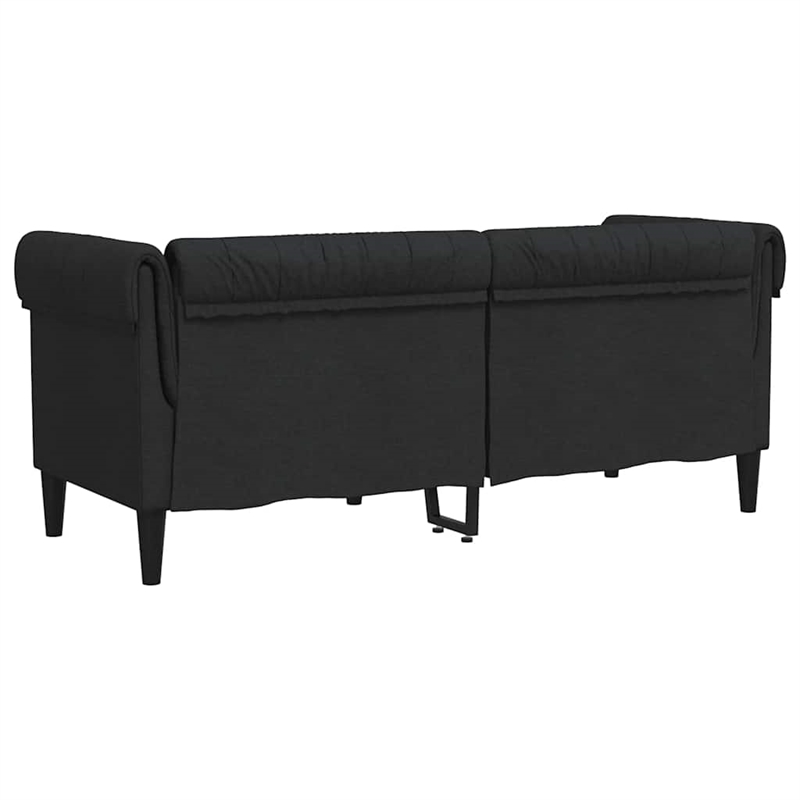 Bowery Hill Contemporary Polyester Chesterfield Sofa in Black