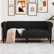 Bowery Hill Contemporary Polyester Chesterfield Sofa in Black