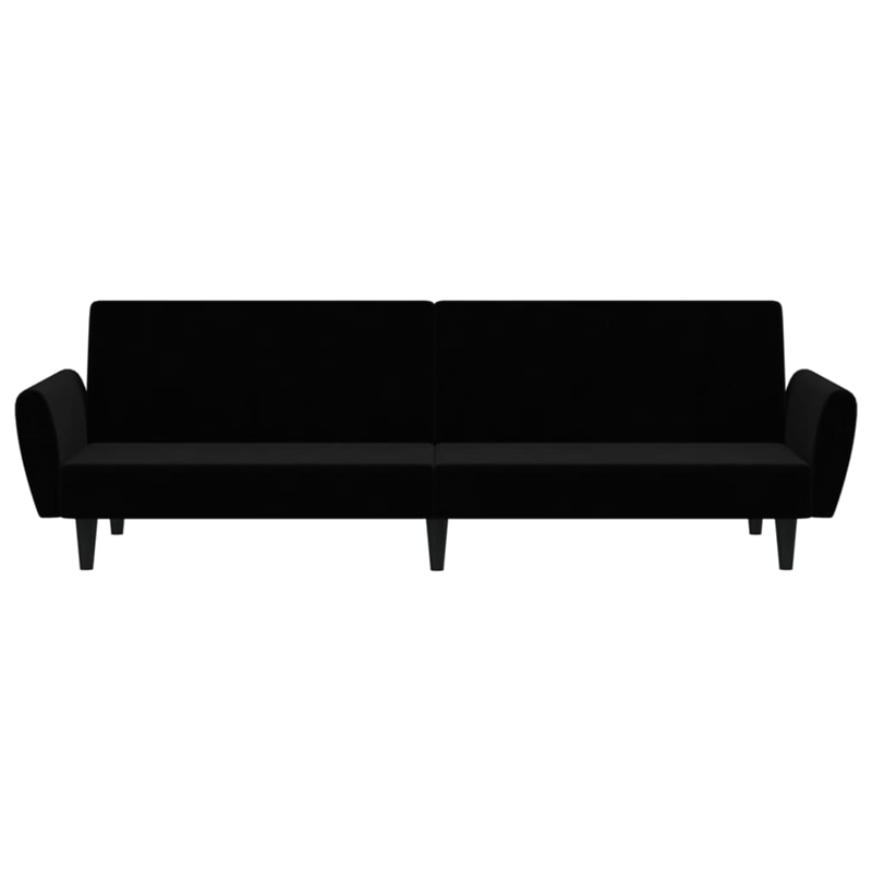 Bowery Hill Contemporary 2-Seater Sofa Bed in Black Polyester Velvet