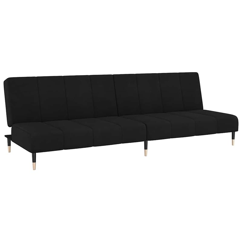 Bowery Hill Metal 2-Seater Sofa Bed in Black Polyester Velvet