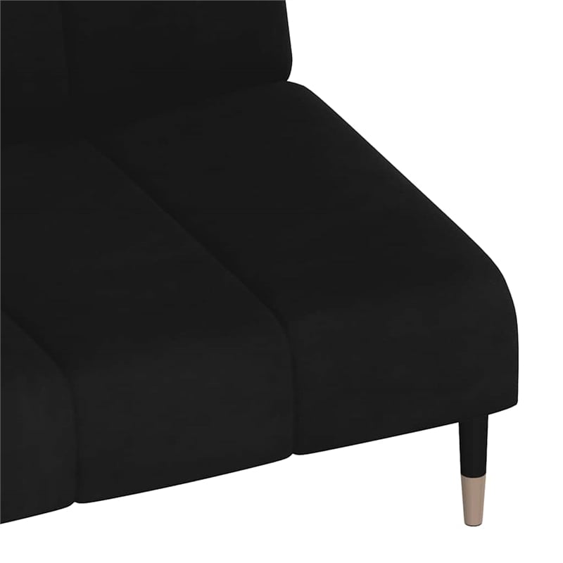 Bowery Hill Metal 2-Seater Sofa Bed in Black Polyester Velvet