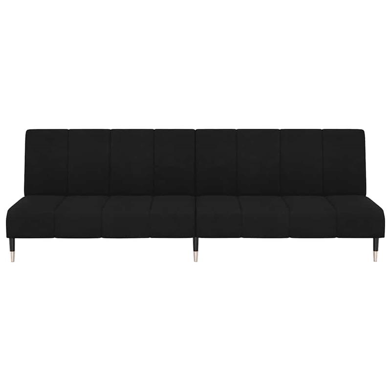 Bowery Hill Metal 2-Seater Sofa Bed in Black Polyester Velvet