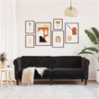 Bowery Hill Rectangular 3-Seater Stylish Sofa in Black Velvet