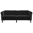 Bowery Hill Rectangular 3-Seater Stylish Sofa in Black Velvet