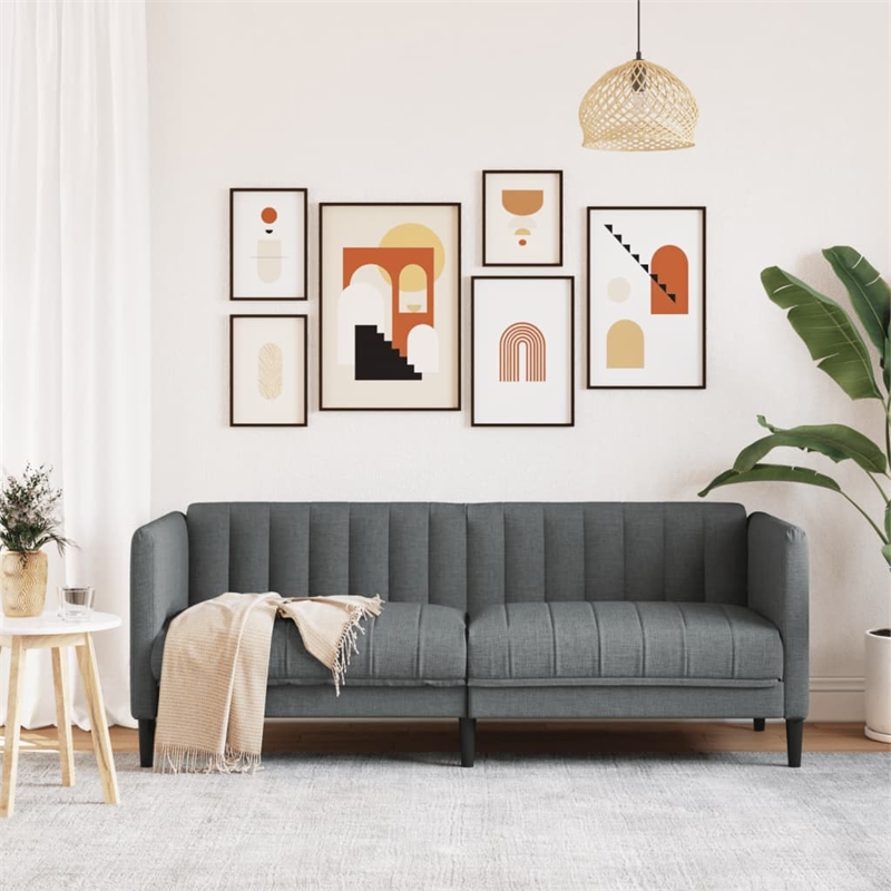 Bowery Hill Contemporary 2-Seater Sofa in Dark Grey Polyester