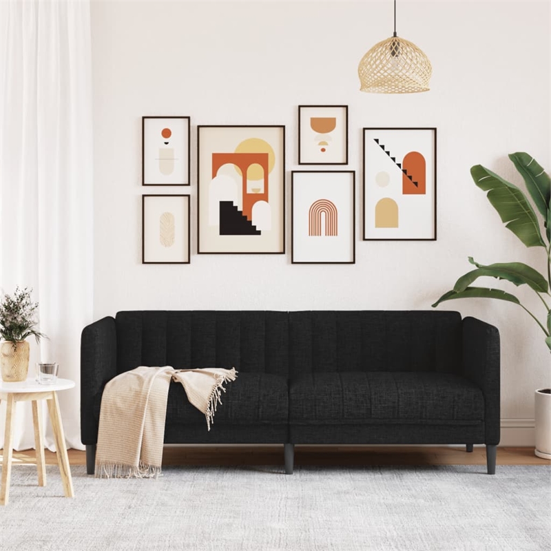 Bowery Hill Contemporary 2-Seater Sofa in Black Finish Polyester