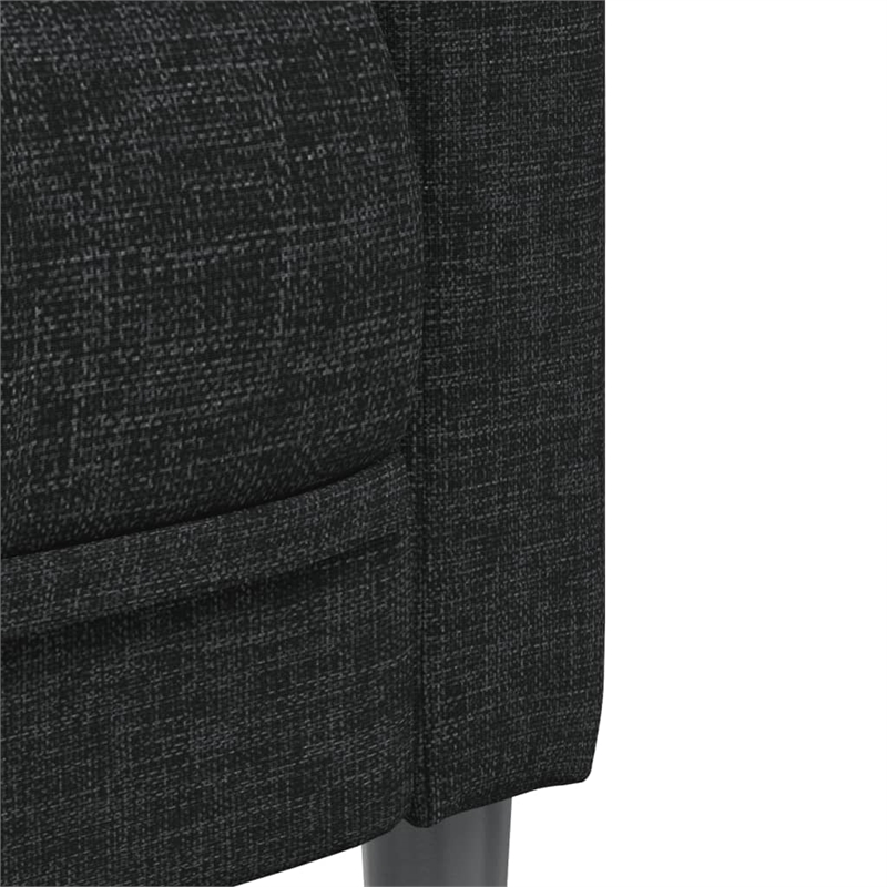 Bowery Hill 3-Seater Rectangular Durable Sofa in Black Polyester