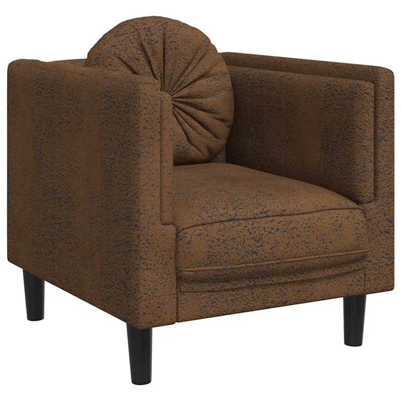 Bowery Hill Contemporary Single Sofa Chair in Brown Faux Suede Leather