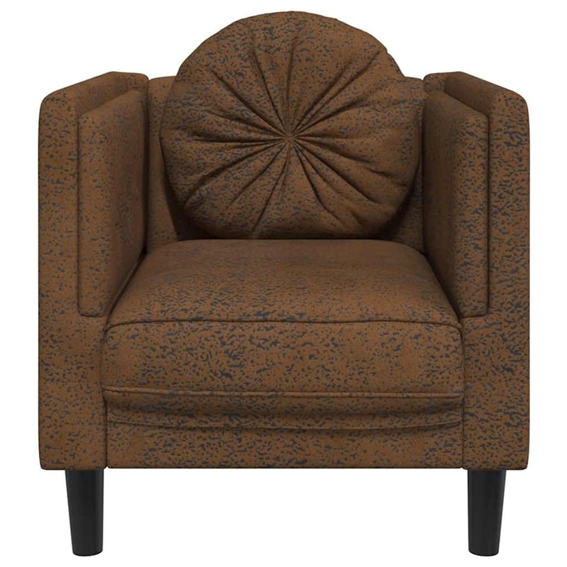 Bowery Hill Contemporary Single Sofa Chair in Brown Faux Suede Leather