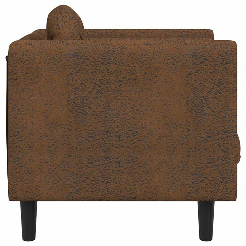 Bowery Hill Contemporary Single Sofa Chair in Brown Faux Suede Leather