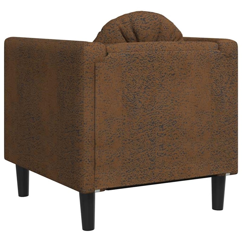 Bowery Hill Contemporary Single Sofa Chair in Brown Faux Suede Leather