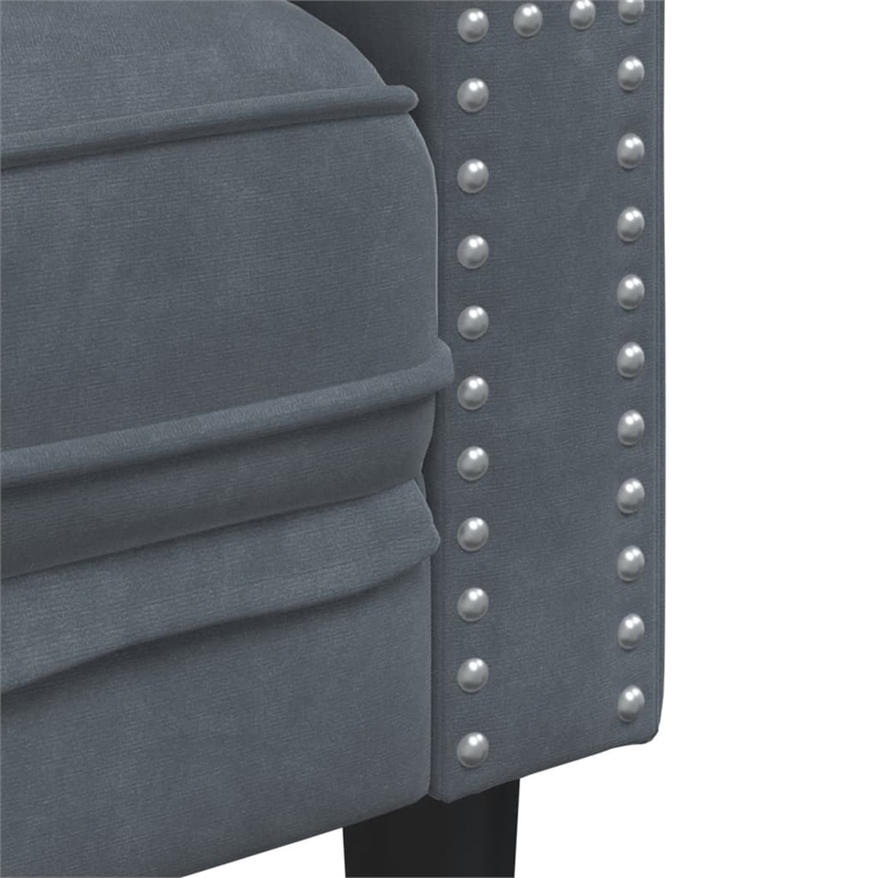 Bowery Hill Contemporary Chesterfield Sofa in Dark Gray Velvet