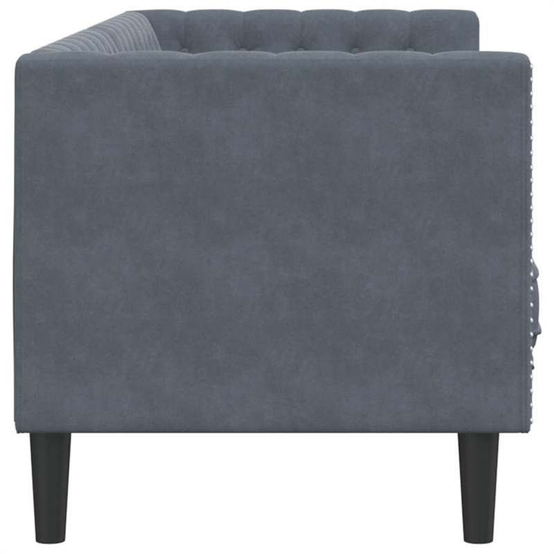 Bowery Hill Contemporary Chesterfield Sofa in Dark Gray Velvet