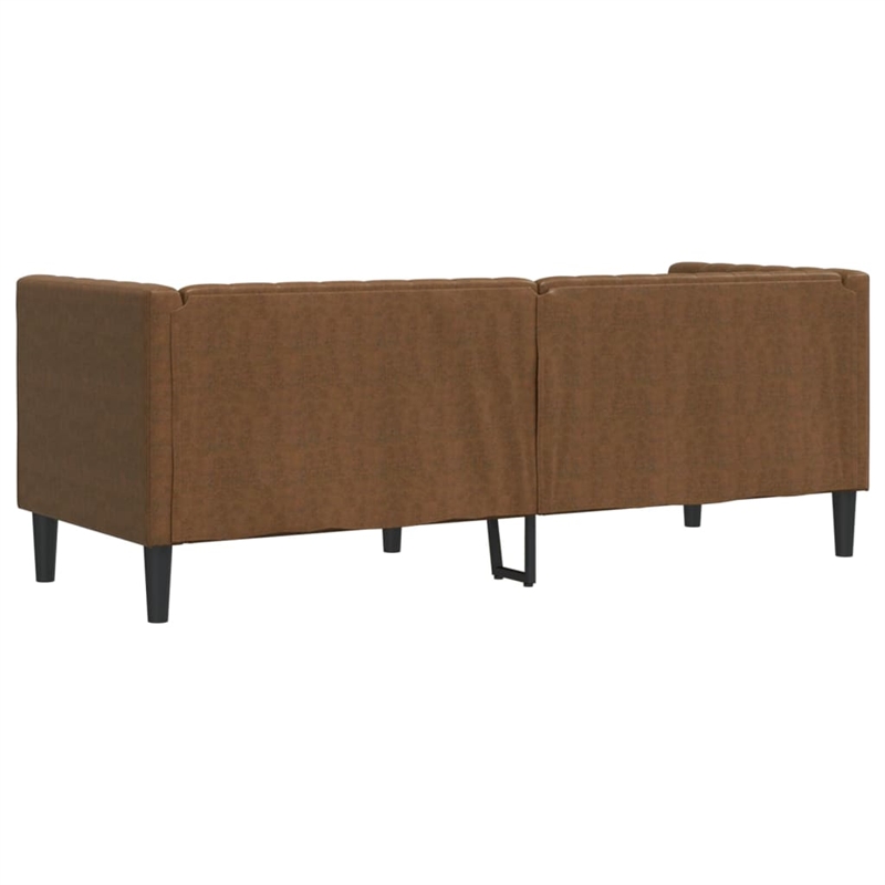 Bowery Hill Contemporary Polyester Chesterfield Sofa in Brown