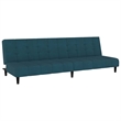 Bowery Hill Contemporary Medium Sofa Bed in Blue Polyester Velvet
