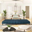 Bowery Hill Contemporary Medium Sofa Bed in Blue Polyester Velvet